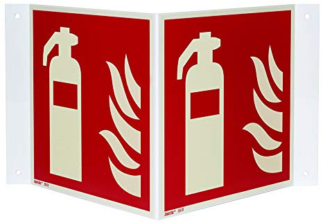Feuerlöscher Nasenschild [F001] – Kunststoff 1 mm, 300×300 mm, langnachleuchtend 55/8 mcd DIN 67510 Leuchtklasse B, normgerecht nach ASR A1.3 / ISO 7010