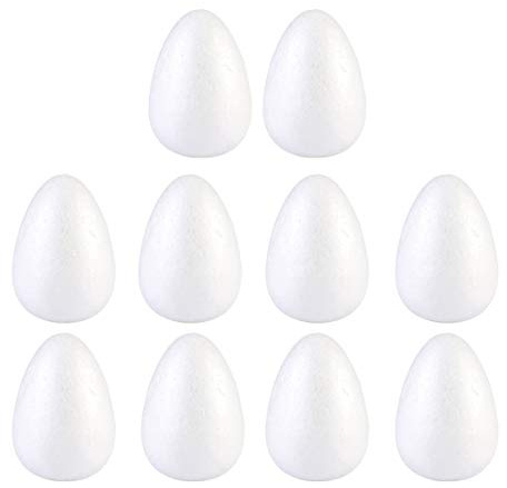 Amosfun Styropor Eier Styropor Kugeln Deko Eier Ostereier zum Verzieren Bekleben Filzen Bemalen Osterdeko 10cm 10 Stück (Weiß)