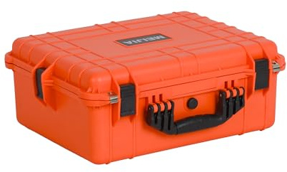 MEIJIA All Weather IP67 Waterproof Hard Protective Case, Hard Camera Case,Hard Case with Customizable Foam, Protection of Camera, Drones, Pistols, Equipments (Orange, 20.62x16.85x8.11)