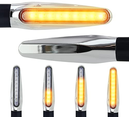 Universal motorcykel LED blinker löplampa loggeffekt (E-kontrollerad)/skoter LED blinker (B7) (krom) Krom