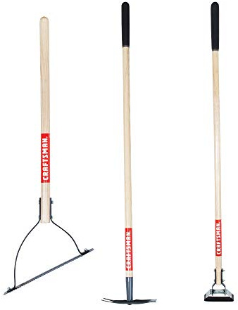 CRAFTSMAN CMXMKIT0040 3-Piece Long Wood Handle Weeding Tool Set with Weeding Hoe, 2-Prong Hoe, and Grass Weed Cutter
