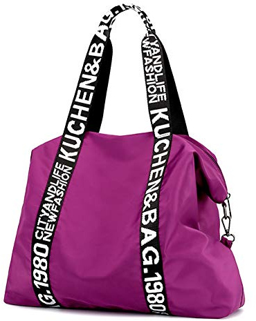 Damen Umhängetasche, Popoti Schultertasche Handtasche Nylon Beuteltasche Tote Geldbörse Multifunktion Messenger Crossbody Bag Taschen für Reise Alltag (Lila)