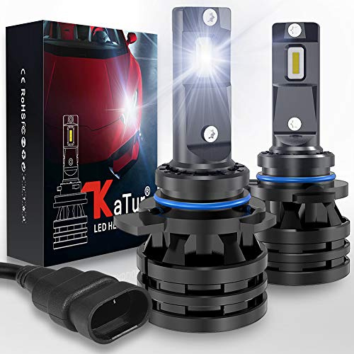 KaTur 9012 HIR2 Lampadine per fari a LED Mini Design Upgrade di chip 12000 Lumen Kit di conversione del faro all-in-one LED completo 55W 6500K Xenon White-2 Years Waranty