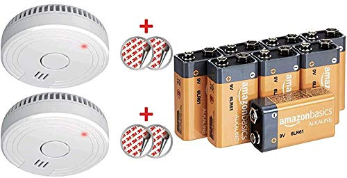 ELRO FS1805 Détecteur de fumée avec 5 Ans de Batterie et Aimant - Conforme à la Norme européenne EN14604-2 pièces & Amazon Basics Lot de 8 Piles alcalines 9 V 600 mAh