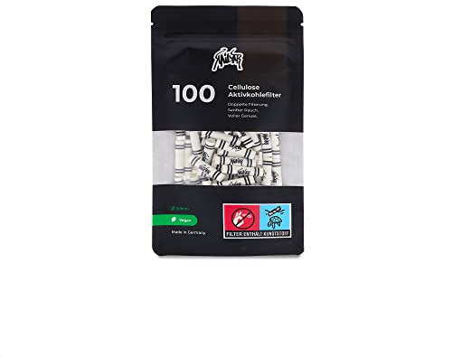KAiLAR Lot de 100 filtres à charbon actif en cellulose blanche Slim (6 mm) avec charbon actif végétalien à base de coquilles de noix de coco | Pour une expérience de fumer plus faible et plus douce