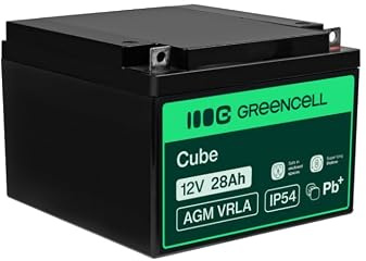 Green Cell® AGM 12 V 26 Ah batteri fleece batteri VRLA bly batteri blybatteri ersättningsbatteri batteri försörjningsbatteri cykelsäker underhållsfri rullstol golfvagn elmotorer gräsklippare reha