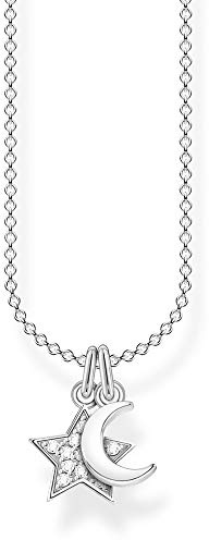 THOMAS SABO Damen Kette Stern & Mond 925 Sterling Silber KE2068-051-14-L45V