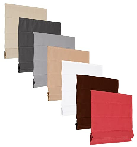 Estor plegable básico, color gris, blanco, chocolate, rojo, beige, moca, 12 tamaños, 7 colores (blanco, 140 x 175 cm)