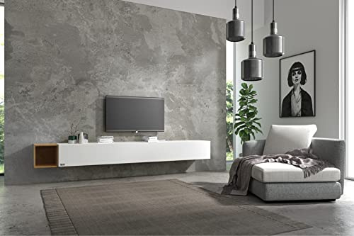 Wuun® Somero Lowboard Tv-Board Wohnwand SW6 (TV-Board: Weiß-Matt/Box: Eiche, 230cm ((100cm x 2) + 30cm))