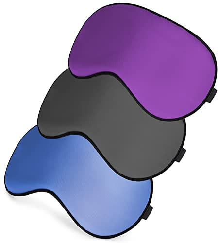 Schlafmaske, superweiche Augenmasken mit verstellbarem Riemen, leicht, bequem, blockiert Licht für Männer und Frauen (Schwarz, Dunkelblau, Dunkelviolett)