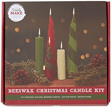 Simply Make Beeswax Christmas Candles Make Your Own, Candle Making Craft Kit, Craft Supplies for Adults and Older Children Kids, Ideal Starter Hobby for Beginners Or Experienced Crafters, Great Gift