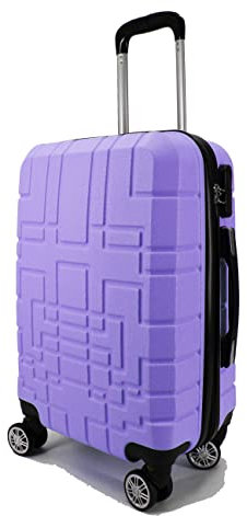 R.Leone Valigia da 1 pezzo Fino a Set 4 Trolley Rigido grande, medio, bagaglio a mano e beauty case 8 ruote in ABS 611 (Lilla, S Valigia Bagaglio a mano)