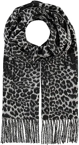 Giorgio Rimaldi Schal 30 x 180 cm - Weicher als Kaschmir - Made in Germany - Schal mit Leo-Motiv für Damen - Perfekt für Herbst und Winter Grau