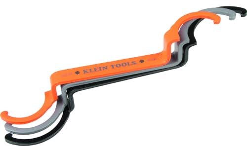 KLEIN TOOLS 50900R Conduit Locknut Wrench Set, Tighten and Loosen Locknuts in Tight Spaces, 1/2, 3/4 and 1-Inch, Offset Bends, 3-Piece