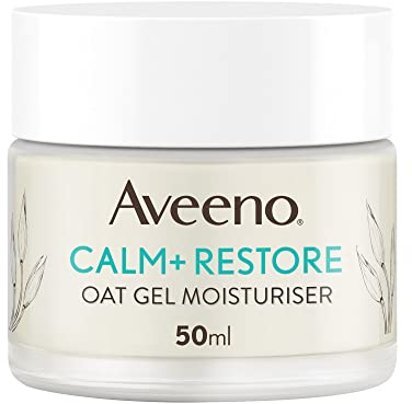 Aveeno Face Calm+Restore Oat Gel Moisturiser (1x 50ml), Face Moisturiser to Instantly Soothe and Replenish the Skin's Moisture Barrier, Intensely Nourishing Day Cream, Suitable for Sensitive Skin