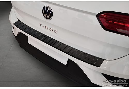 Avisa Matt-Schwarz Edelstahl Heckstoßstangenschutz kompatibel mit Volkswagen T-Roc 2017-2022 & Facelift 2022- inkl. Cabrio 'Ribs', Mattschwarz | kompatibel mit Volkswagen T-Roc 2017-2022 & Facelift 2022-2025 inkl. Cabrio - Mattschwarz