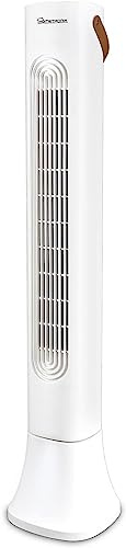 HomeTronix Electric Tower Fan, 36'' Free Standing 3-Speed Settings Oscillating Tower Fan with Carry Handle For Home Office 50W Portable Cooling Fan Non Slip Stand, White (HTR-154)
