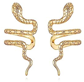 Reffeer Schlangen-Manschettenohrringe aus massivem 925er-Sterlingsilber ohne Piercing, Wraps für Damen und Mädchen, Schlangen-Clip-Ohrringe, Crawler