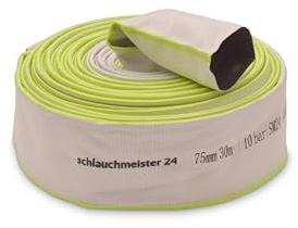 Ø 3 Zoll - 75 mm, 30 m Flachschlauch | Bauschlauch | Industrieschlauch | Synthetischer Gummi, Weiß mit Grün, 10 Bar, -20°C bis +60°