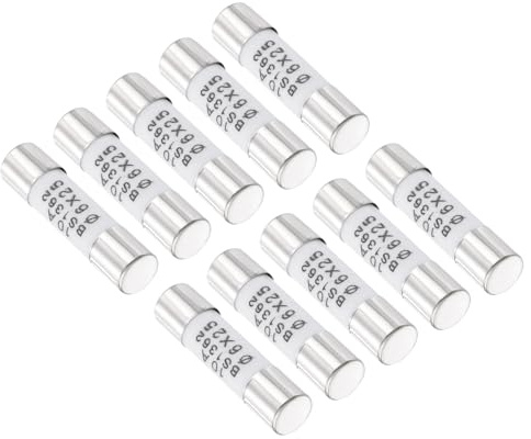 QUARKZMAN 10Pz 10A 250V Fusibili a Cartuccia in Ceramica Tono Argento | 6x25mm, per Riparazione di Apparecchiature Elettriche, a Bassa Rottura e Rapida Fusione, Fusibili a Cartuccia