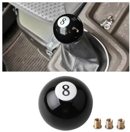 JNNJ Pomello Del Cambio a Sfera, Pomello Del Cambio Auto Con 3 Adattatori, Nero 8 Ball Billiard Acrilico Leva Manopola Del Cambio, Universali per La Maggior Parte Dei Veicoli a Trasmissione Manuale