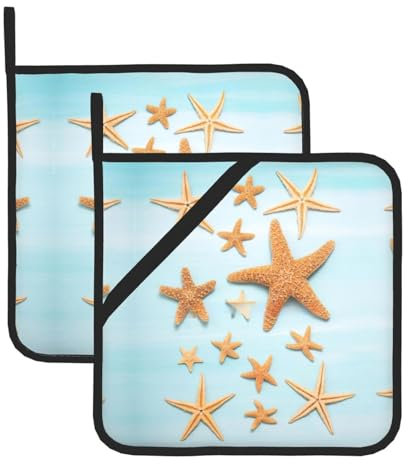 3D Schöne Maritim Sommer 2 Stück Rutschfest Hitzebeständig Hot Pot Halter Set Anti-Heiß für sichere Küchenerlebnisse