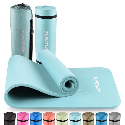 Tunturi Gymnastikmatte, Fitnessmatte extra dick, rutschfest, Yogamatte, 180x60x1,5cm