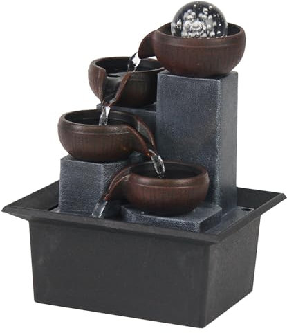 Baoblaze Tischbrunnen, Zimmer-Wasserfall-Brunnen, Dekor, fließendes Wasser, Ornament, Schreibtisch mit rotierender Kugel und LED-Lichtern für Yoga, Spa