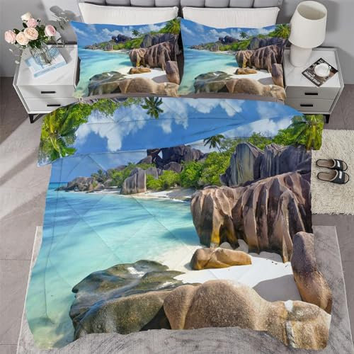 buyluhn Kinderbettdecke 100x135 Ohne Bezug Nutzbar，4 Jahreszeiten Bettdecken Bucht Kinder Steppdecke Insel Ganzjahresdecke，Waschbar Bettzeug mit 1 Kissenbezug für Sommer Winter
