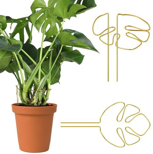 Hebterrka Monstera, 2 supporti per piante da esterno e da interno (oro)