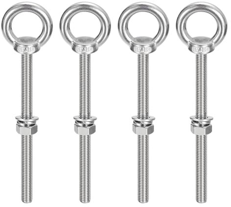 Sourcing Map M8 x 120mm Eye Bolt With Nut Washer - 304 Stainless Steel Shoulder Lifting Ring for Hanging Items