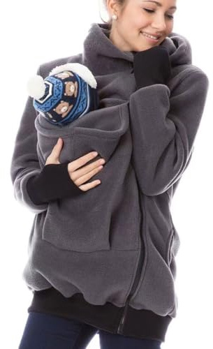 Bocianelli Women Fleece Zip Up Maternity Winter Coat Thicken Pullover Sweatshirt Hoodie Jacket for Women Dark Grey