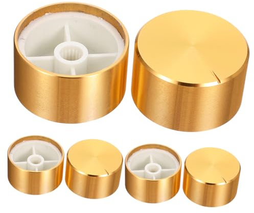 BESTonZON 6 Stück Gitarren Lautstärkeregler Zubehör aus Aluminium Goldfarbene Potentiometer Knöpfe Schmutzresistent und Kompakt für E-gitarre und Bass
