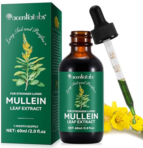 Mullein Drops Königskerzenblatt Extrakt für Lunge Königskerze Blatt Extrakt Tropfen Balance Königskerze Blatt Flüssige Tropfen Vegan Premium Königskerze Blatt Extrakt Schnelle Absorption (2.02fl.oz)