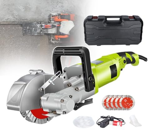 Electric Wall Chaser 7500RPM, Wall Groove Concrete Cutter with Max Slotting Depth 37mm & Width 33mm, Electric Slit Grooving Machine for Electricians and Plumbers, 4.5in Saw Blade,green