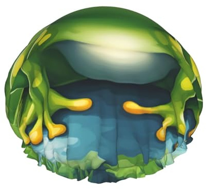 Cartoon-Frosch-Duschhaube mit Gummizug und wiederverwendbar, für langes und kurzes Haar, doppellagige Haarkappe