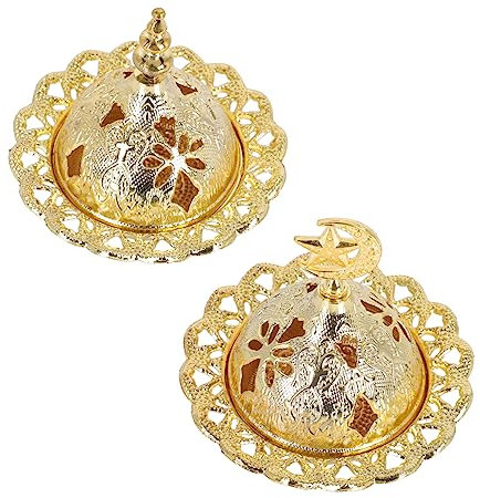 Amosfun 2 Set Bruciatore Di Incenso Luce Lumino Fragranite Addobbi Carbone Di Autoluminazione Sciolto Gel Aromatico Incensiere Da Tavolo Lega Golden 2 Pezzi * 2