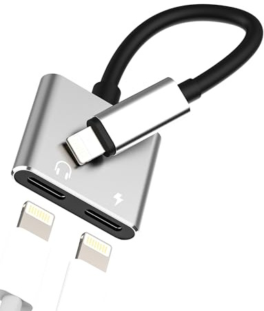 Adaptador Doble Lightning Jack 2en1 para iPhone 14 13 Pro Auriculares Cargador Cable Conector Certificado MFI para Apple Audio AUXiliar Headphones Accesorios Coche para iPad Lighting Microfono Adapter