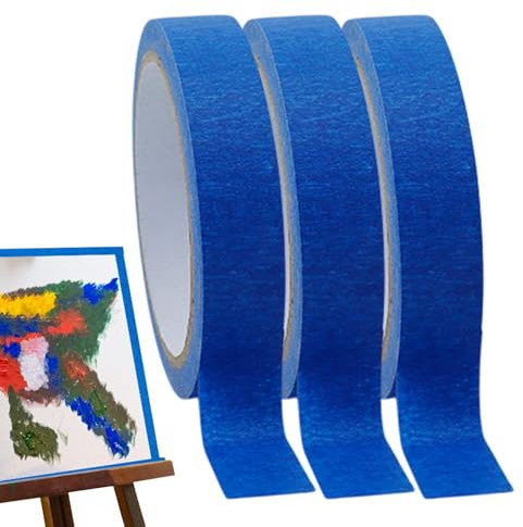 Ruban de masquage bleu pour peintres | 3 rouleaux de 20 m | Ruban de masquage amovible multi-usages pour l'art, les murs, l'aquarelle, le calfeutrage, l'étiquetage, la peinture automobile, l'artisanat