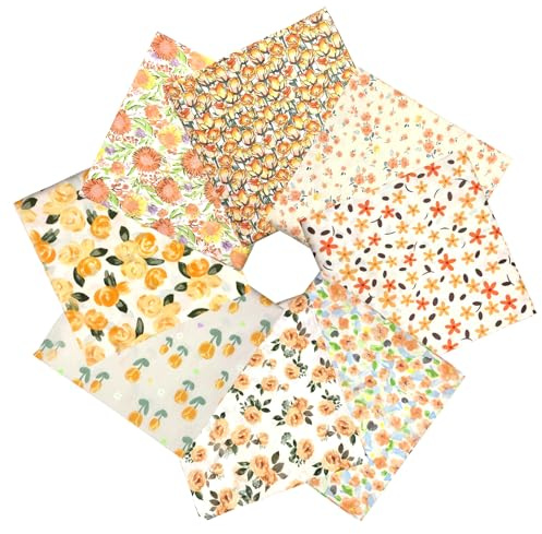 Bomullstyg, lapptäcke, 8 st 50 x 50 cm lapptäcke, tygpaket, flerfärgat gör-det-själv lapptäcke, sömnadsmaterial för sömnad, scrapbooking och hantverk (orange toner)