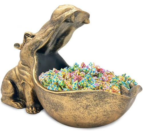 Nilpferd Statue Schlüsselschale, Groß Mund Figur Schlüssel Schale, Nilpferd Schale Schmuck Aufbewahrungsbox, Nilpferd Skulptur, Tischdekoration für Flur, Wohnzimmer, Büro, Dekoration, Geschenke ,Gold