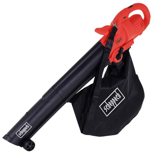 Scheppach Elektro Laubsauger Laubbläser BLV3000E 4in1 3000W elektrisch 230V | Saug-, Blas- und Häckselfunktion | Blasgeschwindigkeit 252 km/h | Saugleistung 720 m³/h | Häckselrate 10:1 | Fangsack 40l