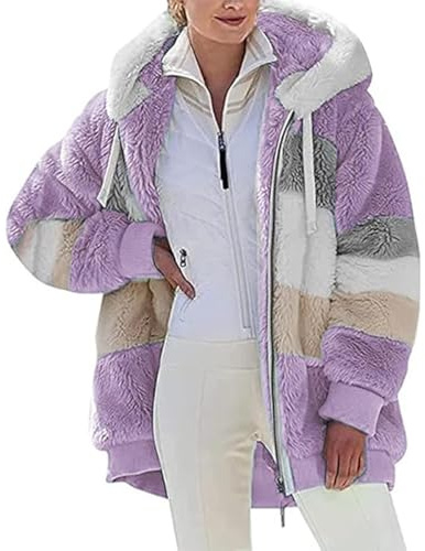 ABINGOO Veste Hiver Femme Polaire Manteau à Capuche Zippée Chaude Blouson | Épaissir Pilou Décontractée Chic Manteaux Doux Ample Teddy Peluche Vetements
