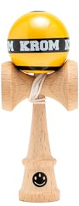 KROM Kendama MIKRO GIALLO - Mini Kendama in legno di faggio, completamente giocabile, formato tascabile, per principianti e professionisti