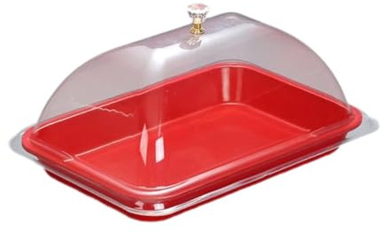 MagiDeal Présentoir à gâteaux avec Couvercle en Forme de dôme, Serveur à Cupcakes Polyvalent, élégant Plateau de Service Portable, Couvercle pour Cupcakes, Rouge