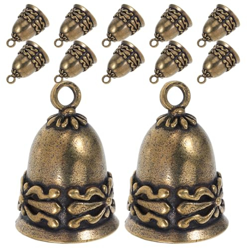 INOOMP 12 campanellini in ottone vintage: mini campanellini perline per gioielli fai da te, campanelli eolici natalizi, creazione di porte per matrimoni.