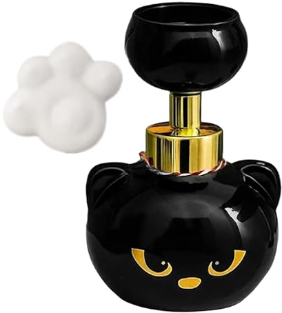 Söt katt tass-skum tvåldispenser, katttvål, katttvålsdispenser skapar tassformade bubblor, skummande handdispenser, påfyllningsbar tom för badrum