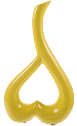 DEARMAMY Contenitore per Fiori in Ceramica a Forma di Cuore Giallo Ornamento Decorativo per la Casa Portafiori Resistente e Decorazione Vivace per Soggiorno e Ufficio
