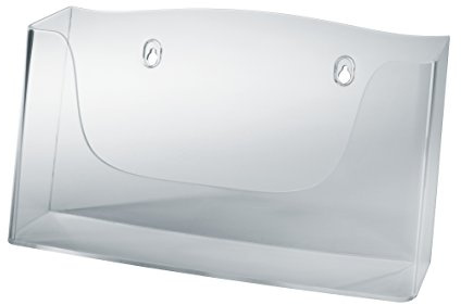 SIGEL LH118 Porta-depliant da parete con 1 tasca, profondità interna 4,5 cm, acrilico, per A4 orizzontale