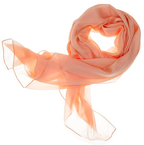 DOLCE ABBRACCIO by RiemTEX ® Schal Damen LADY SUNSHINE Seidentuch Tücher mit hohem Seidenanteil Pashmina Stola Tuch Halstuch in Pfirsich Orange Kopftuch Damen Seidenschal Elegante Schals (Pfirsich)